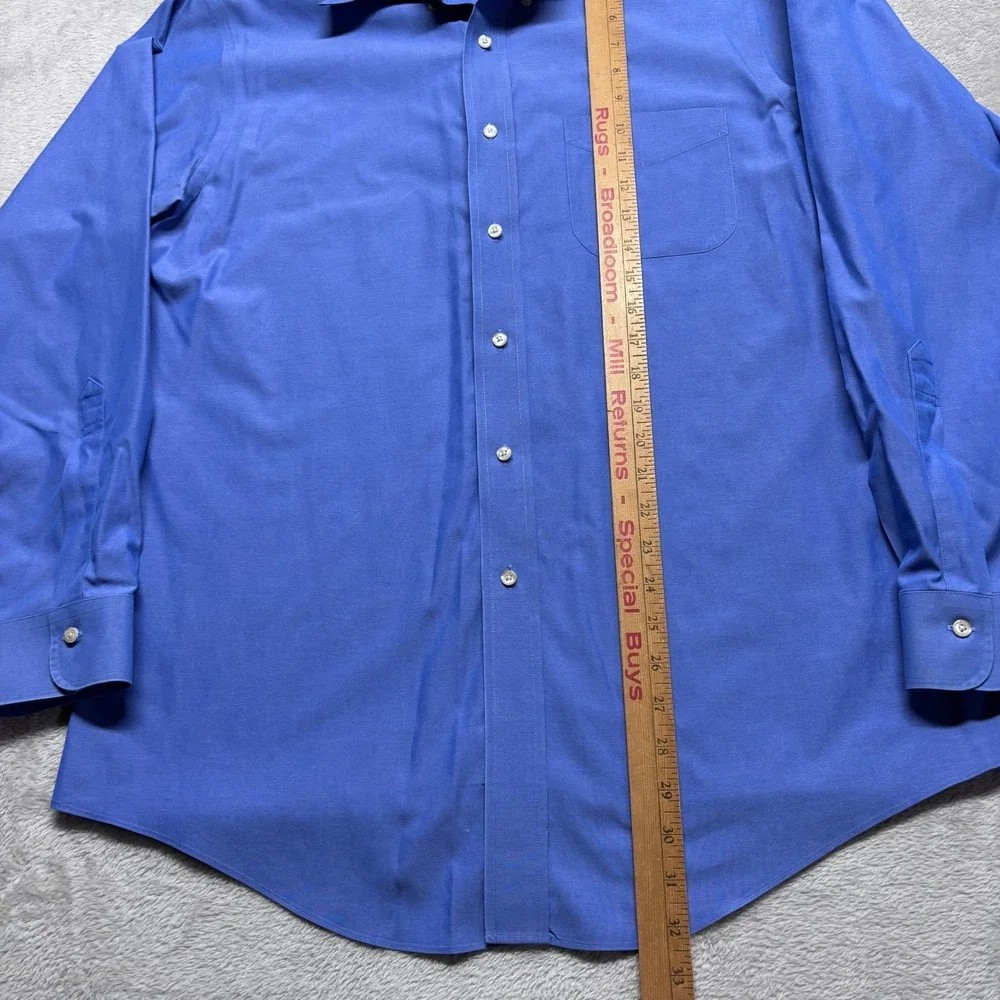 Brooks Brothers Mens 16-34 Blue Non-Iron Supima Cotton Classic Dress Shirt